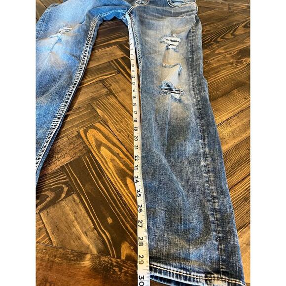 Silver jeans Boyfriend Women 30x29 Grunge Western Distressed Y2K Thick Stitch - Picture 6 of 16